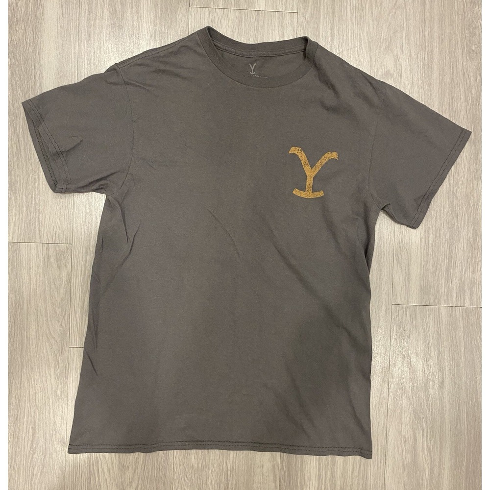 Yellowstone Shirt Womens Medium M Gray Dutton Ranch Logo Short Sleeve Crew Neck